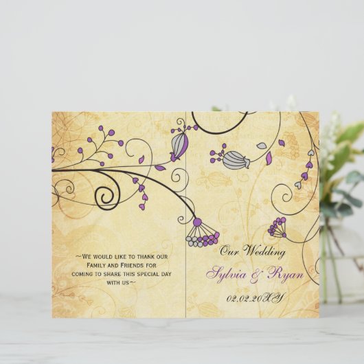 Rustisch, paars gevouwen, herfst weddenschap (Staand voorkant)