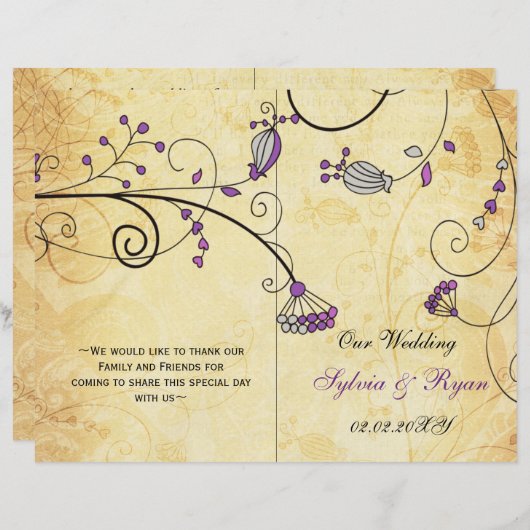 Rustisch, paars gevouwen, herfst weddenschap (Voorkant / Achterkant)