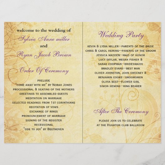 Rustisch, paars gevouwen, herfst weddenschap (Achterkant)