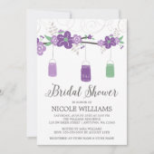 Rustisch Paars Green Mason Jar Branch Vrijgezellen Kaart (Voorkant)