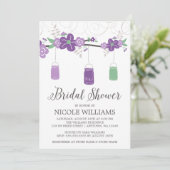 Rustisch Paars Green Mason Jar Branch Vrijgezellen Kaart (Staand voorkant)