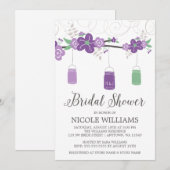 Rustisch Paars Green Mason Jar Branch Vrijgezellen Kaart (Voorkant / Achterkant)