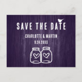 Rustisch Paars huwelijk sparen het Briefkaart Datu (Voorkant)
