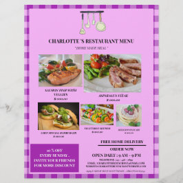 Rustisch Paars Pset Restaurantmenu Flyer