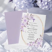 Rustisch Paars Roos Floral Eerste Heilige Communie Kaart