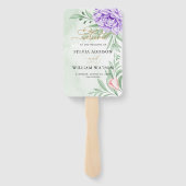 Rustisch Paars Roos Floral Eucalyptus Boho Wedding Handwaaier (Achterkant)