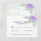 Rustisch Paars Roos Floral Eucalyptus Boho Wedding RSVP Kaartje (Voorkant / Achterkant)