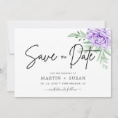 Rustisch Paars Roos Floral Eucalyptus Boho Wedding Save The Date (Voorkant)