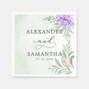 Rustisch Paars Roos Floral Eucalyptus Boho Wedding Servet