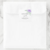 Rustisch Paars Roos Floral Eucalyptus Boho Wedding Vierkante Sticker (Tas)