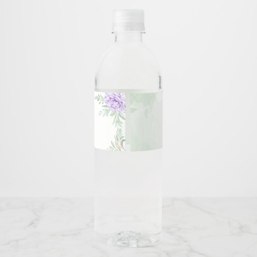 Rustisch Paars Roos Floral Eucalyptus Boho Wedding Waterfles Etiket (Achterkant)