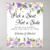 Rustisch Paars Roos Floral Wedding Ceremony Seatin Poster (Voorkant)