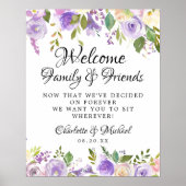 Rustisch Paars Roos Floral Wedding Ceremony Seatin Poster (Voorkant)