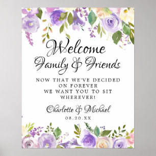 Rustisch Paars Roos Floral Wedding Ceremony Seatin Poster