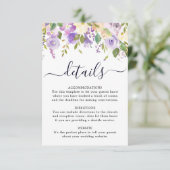 Rustisch Paars Roos Floral Wedding Details Card Informatiekaartje (Staand voorkant)