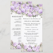 Rustisch Paars Roos Floral Wedding Programmakaart (Voorkant / Achterkant)