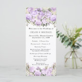Rustisch Paars Roos Floral Wedding Programmakaart (Staand voorkant)