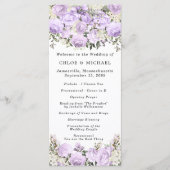 Rustisch Paars Roos Floral Wedding Programmakaart (Voorkant)