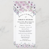 Rustisch Paars Roos Floral Wedding Programmakaart (Voorkant / Achterkant)