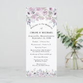 Rustisch Paars Roos Floral Wedding Programmakaart (Staand voorkant)