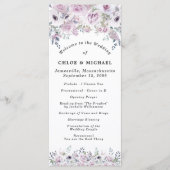 Rustisch Paars Roos Floral Wedding Programmakaart (Voorkant)