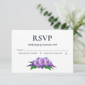 Rustisch Paars Roos Floral Wedding RSVP Kaartje (Staand voorkant)