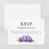 Rustisch Paars Roos Floral Wedding RSVP Kaartje (Voorkant / Achterkant)