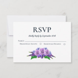 Rustisch Paars Roos Floral Wedding RSVP Kaartje