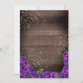 Rustisch Paars Roos Glitter Gown Fiesta Quinceañer Kaart (Achterkant)