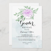 Rustisch Paars Roos laat Greenery Gender onthullen Kaart (Voorkant / Achterkant)