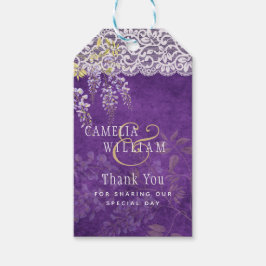  Rustisch Paars WISTERIA-Lace Wedding Cadeaulabel