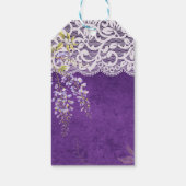  Rustisch Paars WISTERIA-Lace Wedding Cadeaulabel (Achterkant)