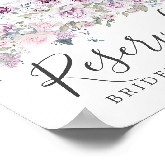 Rustisch Paars Wit Floral Weddenschap Gereserveerd Poster (Hoek)