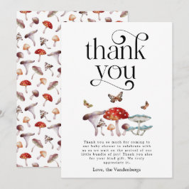 Rustisch paddenstoelBaby shower Bedankkaart