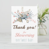 Rustisch pasta botanisch Baby shower Bedankkaart (Staand voorkant)