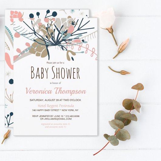 Rustisch pasta botanisch Baby shower Kaart