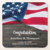 Rustisch Patriottisch Afstuderen Amerikaanse vlag Kartonnen Onderzetters (Voorkant)