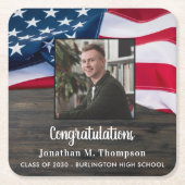 Rustisch Patriottisch Amerikaans Afstuderen van de Kartonnen Onderzetters (Voorkant)