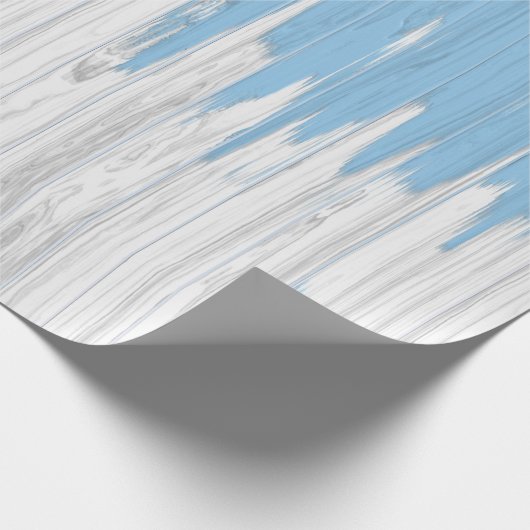 Rustisch patroon met blauwtong en witte houten pla cadeaupapier (Hoek)
