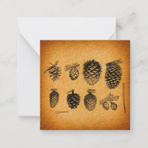 Rustisch Pinecones Pine Cone Artwork Antiek design Notitiekaartje