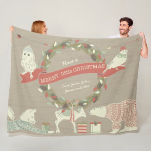 Rustisch Polar Beer Fawn Fox Kerstpattern Fleece Deken