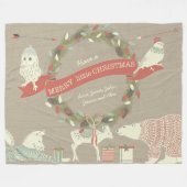 Rustisch Polar Beer Fawn Fox Kerstpattern Fleece Deken (Voorkant (Horizontaal))