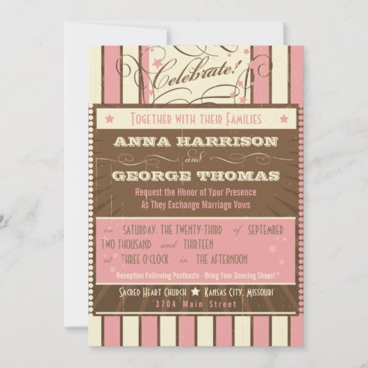 Rustisch Poster: Aardbei Mousse Custom Wedding Kaart (Voorkant)