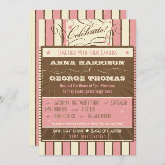 Rustisch Poster: Aardbei Mousse Custom Wedding Kaart (Voorkant / Achterkant)