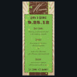 Rustisch Poster: Apple Green Custom Wedding Menu<br><div class="desc">Dit poster-achtige, multi-cursus trouwdiner met een western gevoel, in diep bruin, crème en appelgroen, zal een gewaagde verklaring afleggen. Sterren en zwendel zijn het perfecte accent voor het maken van een opvallende tekst en lijn. Het ontwerp is in de war en verouderd voor een gevoel. De tekst kan worden bewerkt....</div>