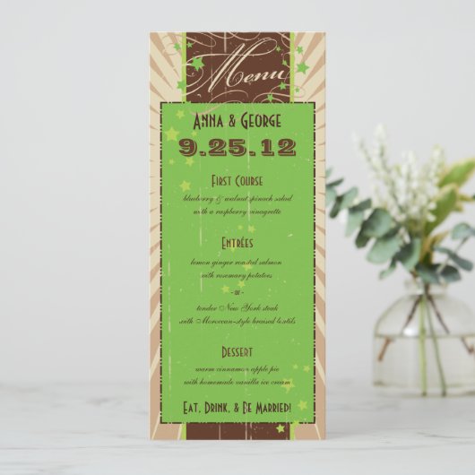 Rustisch Poster: Apple Green Custom Wedding Menu (Staand voorkant)