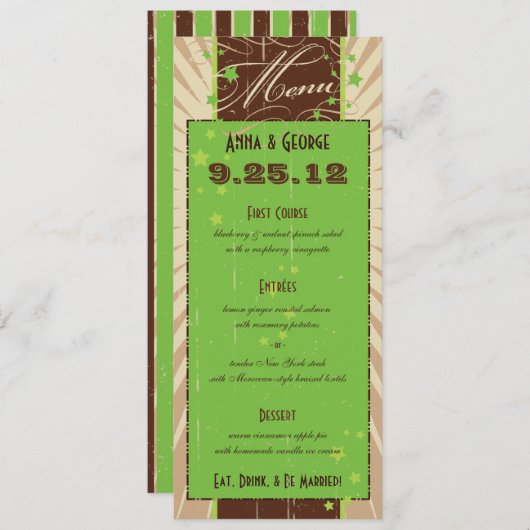Rustisch Poster: Apple Green Custom Wedding Menu (Voorkant / Achterkant)