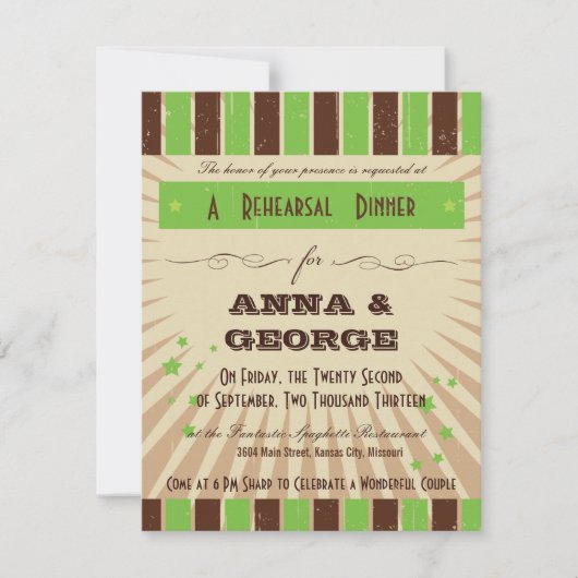 Rustisch Poster: Apple Green Rehearsal Dinner Kaart (Voorkant)