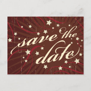 Rustisch Poster: Chocolade Burgundy Save the Date Aankondigingskaart