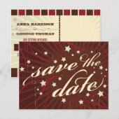 Rustisch Poster: Chocolade Burgundy Save the Date Aankondigingskaart (Voorkant / Achterkant)